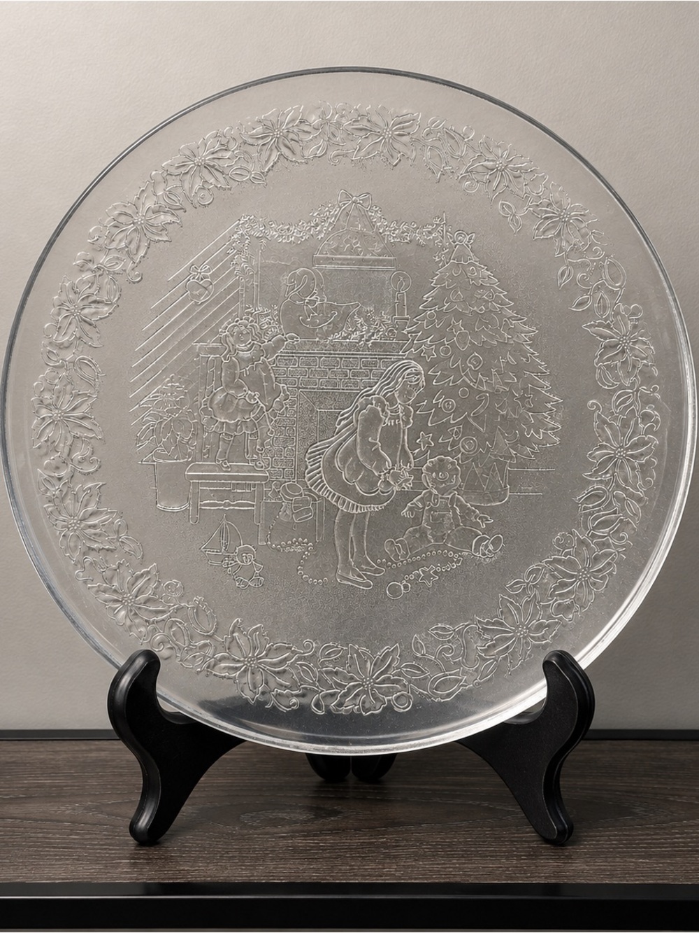 Vintage 1988 Princess House Fantasia Etched Crystal Christmas Platter